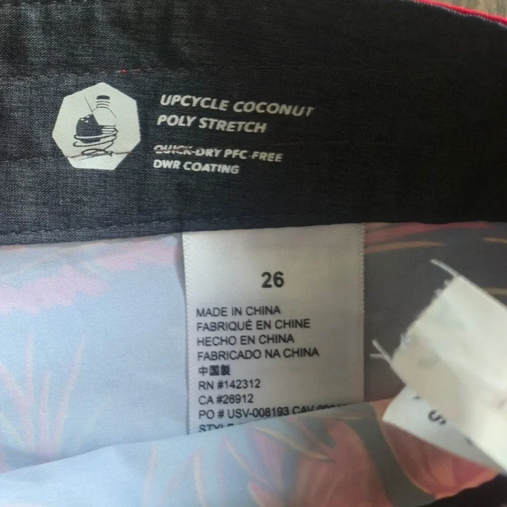 Vissla Kids Navy Blue Tropical Island Print Board Shorts Size 26 Upcycle Coconut